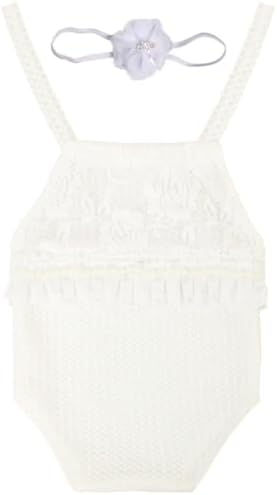Vomdrok Newborn Baby Girl Photo Costume Headband Romper Set