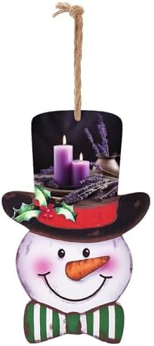 Christmas Wooden Sign with Purple Lavender and Candles