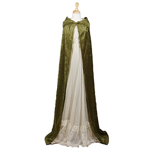 Olive Green Velvet Hooded Cape - All Sizes