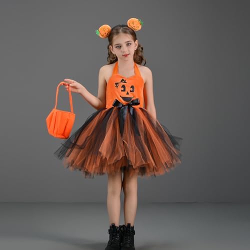 FYMNSI 3PCS Kids Halloween Pumpkin Tutu Dress Set