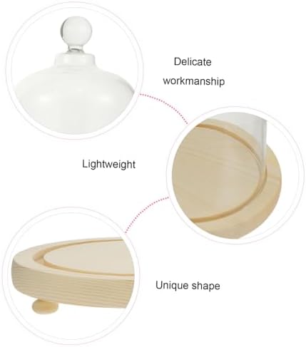 DOITOOL Clear Glass Dome Cloche with Wood Base
