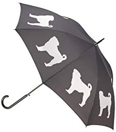 Premium Pug Rain Umbrella - White on Black Design