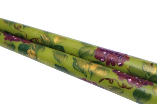 Goddess Arts Collection 10 Inch Olive Green Taper Candle Set with Grape Clusters