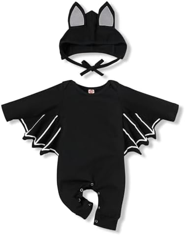 Rutoe Halloween Baby Boy Bat Costume Hoodie Romper Black