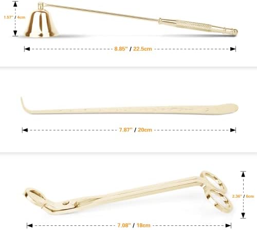 YURROAD 3 in 1 Candle Snuffer and Wick Tools Kit - Gold