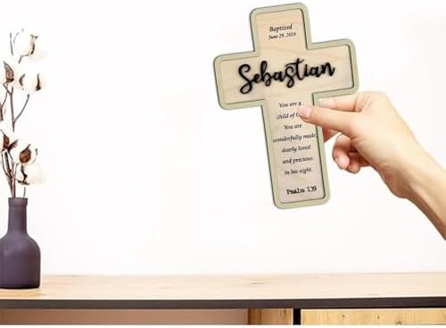 Personalized Baptism Cross Wooden Sign A6