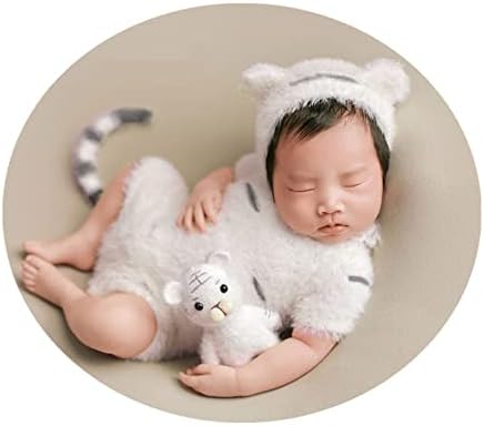 Vemonllas Newborn Photo Props Girl Boy Tiger Hat Romper 1
