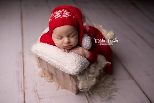 Baby Christmas Romper Bodysuit with Hat and Pompom for 3-6mth