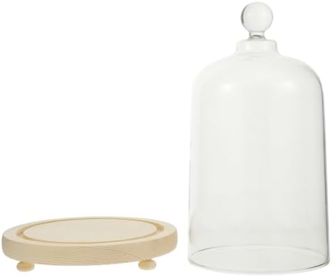 DOITOOL Clear Glass Dome Cloche with Wood Base