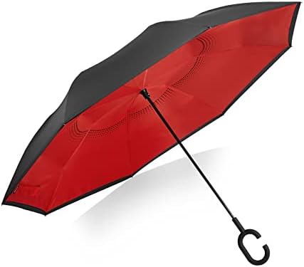 G4Free 62 Inch Reverse Folding Umbrella with C-Handle