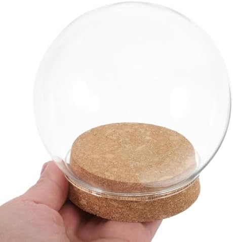 5pcs Clear Glass Cloche Dome with Wooden Base for Collectibles