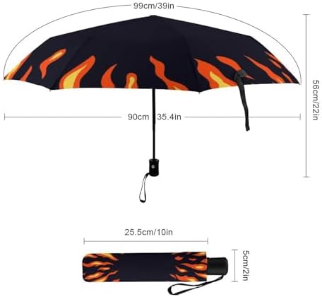 NAWFIVE Circle Fire Flame Pattern Travel Umbrella