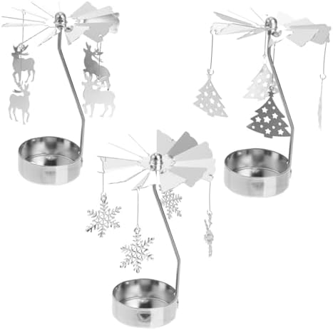 GRIRIW Rotating Snowflake Candle Holder