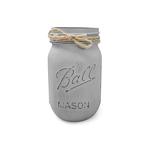 Light Gray Painted Mason Jar Centerpieces for Baby Showers