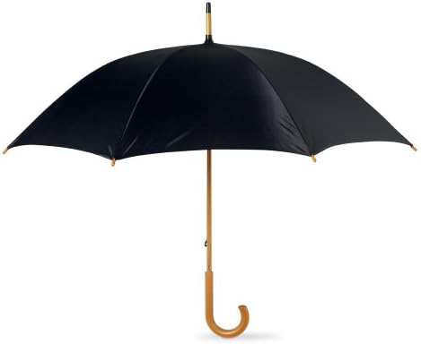 eBuyGB Classic Umbrella with Wooden Handle - Manual Opening Wedding Gentlemans Brolly Black