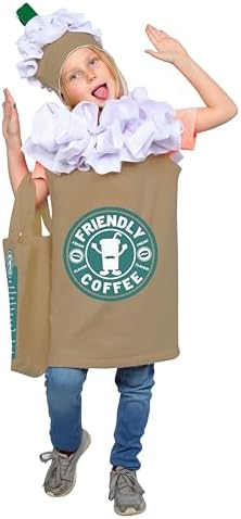 Dress Up America Coffee Costume for Kids - Frappuccino Latte Tunic Hat Bag