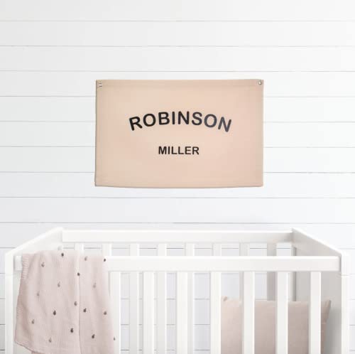 Personalized Baby Name Canvas Flag Boho Nursery Wall Art