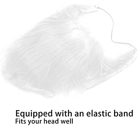 White Plush Fake Beard with Elastic Band for Costume