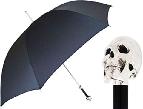 Pasotti Lux Silver Skull Walking Stick Umbrella W33