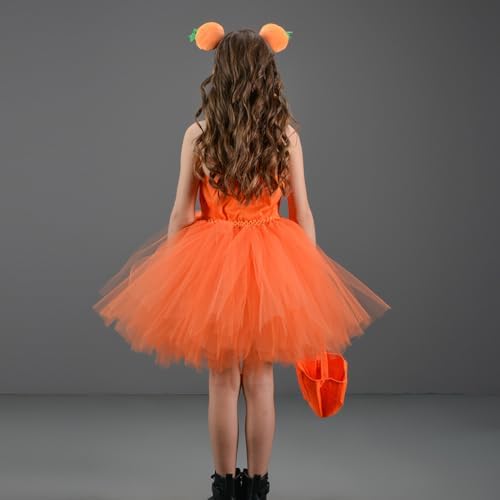FYMNSI Kids Girls Halloween Pumpkin Tutu Dress 3PCS Set