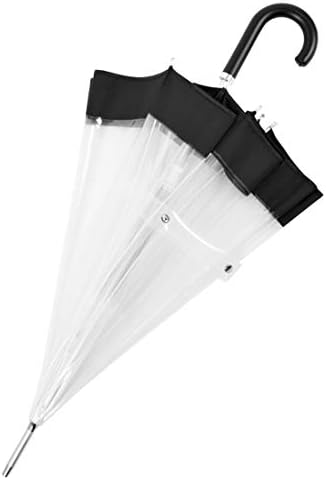 Clear Bubble Umbrella for Women Girls with Black Trim and Leather Hook