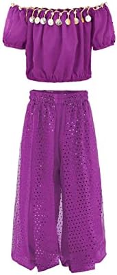 Girls Belly Dancer Costume Handmade Chiffon Top Pants Set
