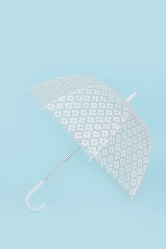 Kate Spade New York Clear Umbrella with White Spade Flower Design