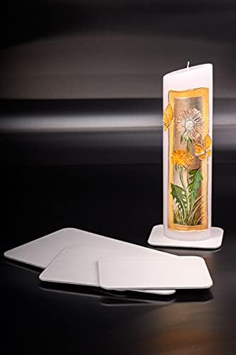 NKlaus Candle Plate Aluminum White 17x12cm