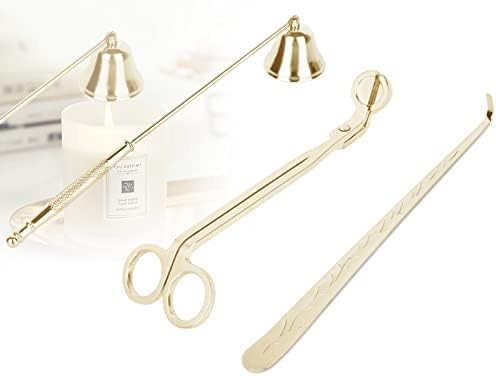 YURROAD 3 in 1 Candle Snuffer and Wick Tools Kit - Gold