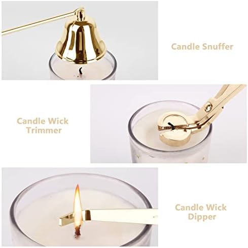YURROAD 3 in 1 Candle Snuffer and Wick Tools Kit - Gold