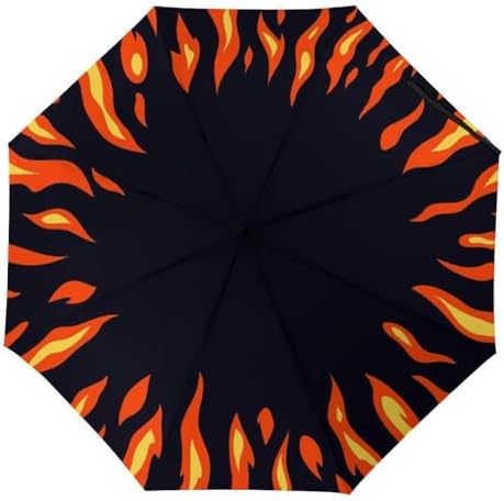 NAWFIVE Circle Fire Flame Pattern Travel Umbrella