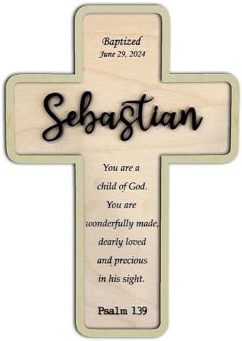 Personalized Baptism Cross Wooden Sign A6