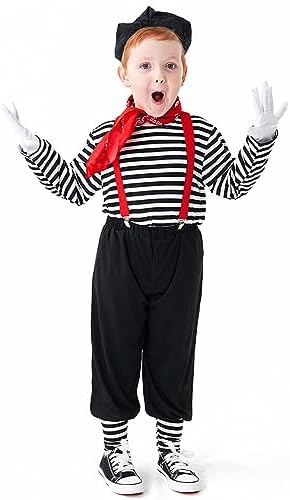 IBTOM CASTLE Boys Old Man Costume 4pcs Jumpsuit Hat Glasses Beard