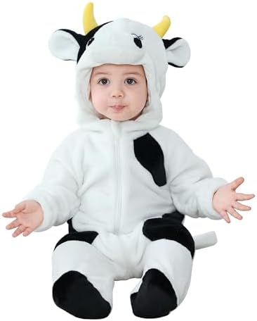 TONWHAR Animal Hooded Flannel Romper for Baby