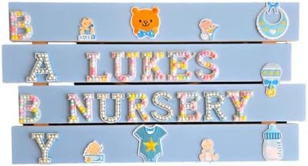 Handmade Baby Nursery Wooden Name Sign with Decor