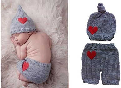 Matissa Baby Valentine Crochet Costume Hat Outfit Red Grey