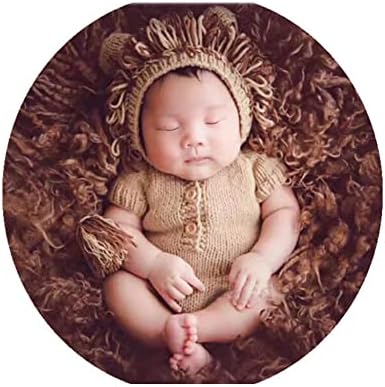 Coberllus Lion Baby Hat with Bodysuit Photography Set