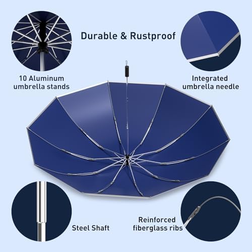 MJOFFIN 48 Inch Windproof Inverted Umbrella with Case