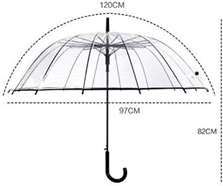 Lancoon Clear Bubble Umbrella 16 Ribs Windproof Auto Open KS10Black