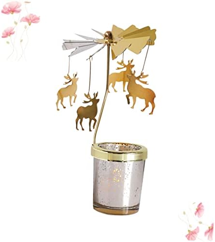 Rotating Candle Holder with Gold Spinning Deer