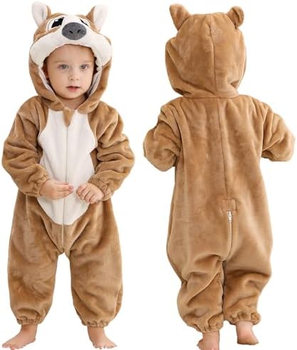 MICHLEY Baby Animal Costume Flannel Hooded Romper 1
