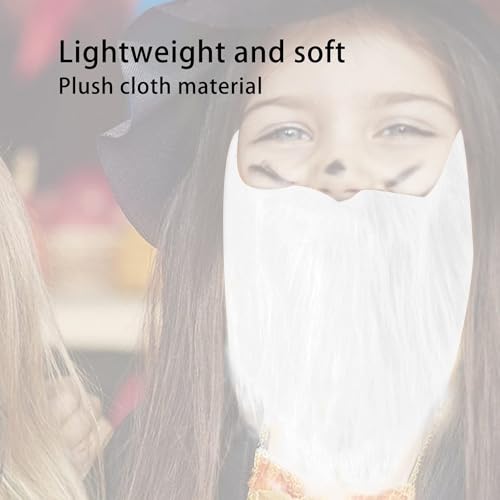 Agatige White False Beard with Elastic Band for Halloween Costume