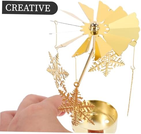 Unique Spinning Snowflake Candle Holder Iron Carousel Design