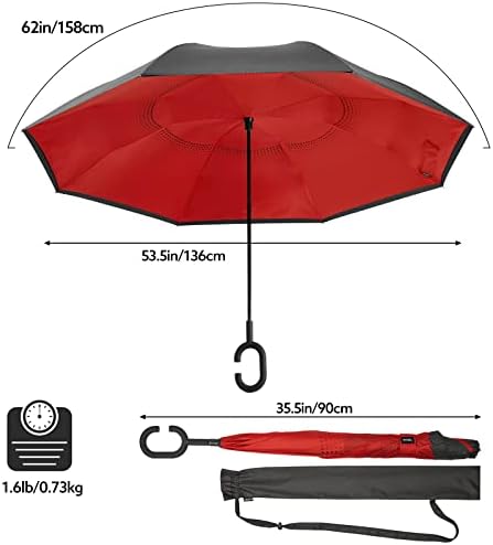 G4Free 62 Inch Reverse Folding Umbrella with C-Handle