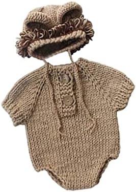 Coberllus Lion Baby Hat with Bodysuit Photography Set