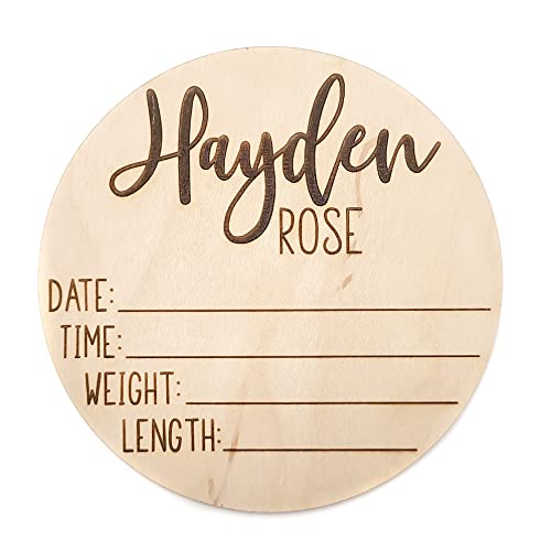 Newborn Announcement Sign - Custom Wood Birth Name Plaque