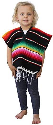 Del Mex Youth Kids Mexican Serape Poncho Costume for Ages 2-14