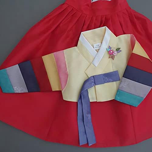 Korean Baby Girl Hanbok with Ivory Pink Floral Brooch
