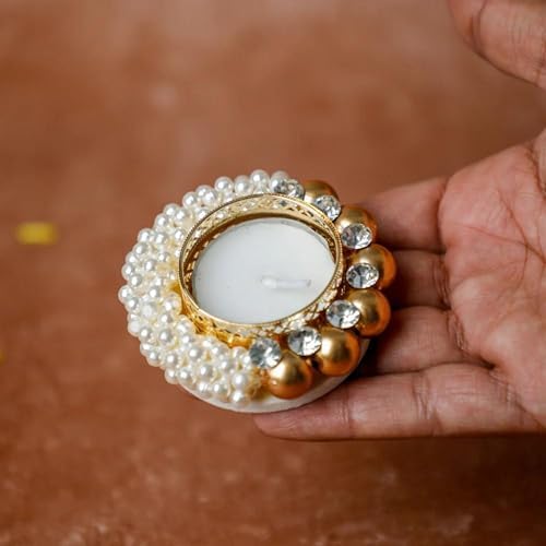 Desi Favors Moti Gold Diya Tea Light Holder Pack of 2