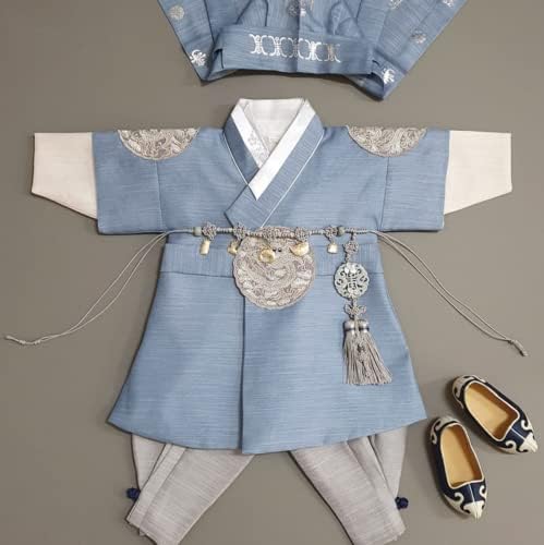 Korean Light Blue Baby Hanbok for 100days10yo